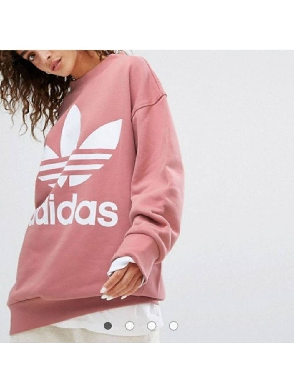 Adidas Trefoil Crewneck Sweatshirt XS Pink NWT